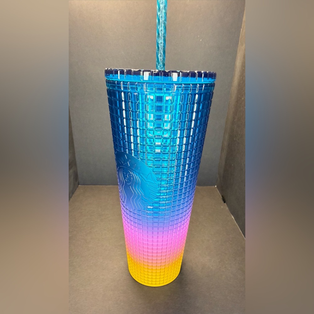 Starbucks Blue, Pink, Yellow, Studded Tumbler with Straw - Picture 6 of 9